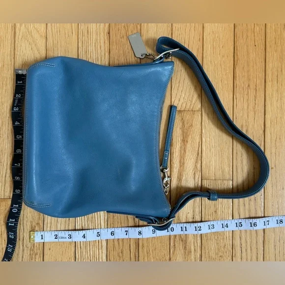 CoachLegacy light blue leather Shoulder Crossbody slim duffle Hobo bag